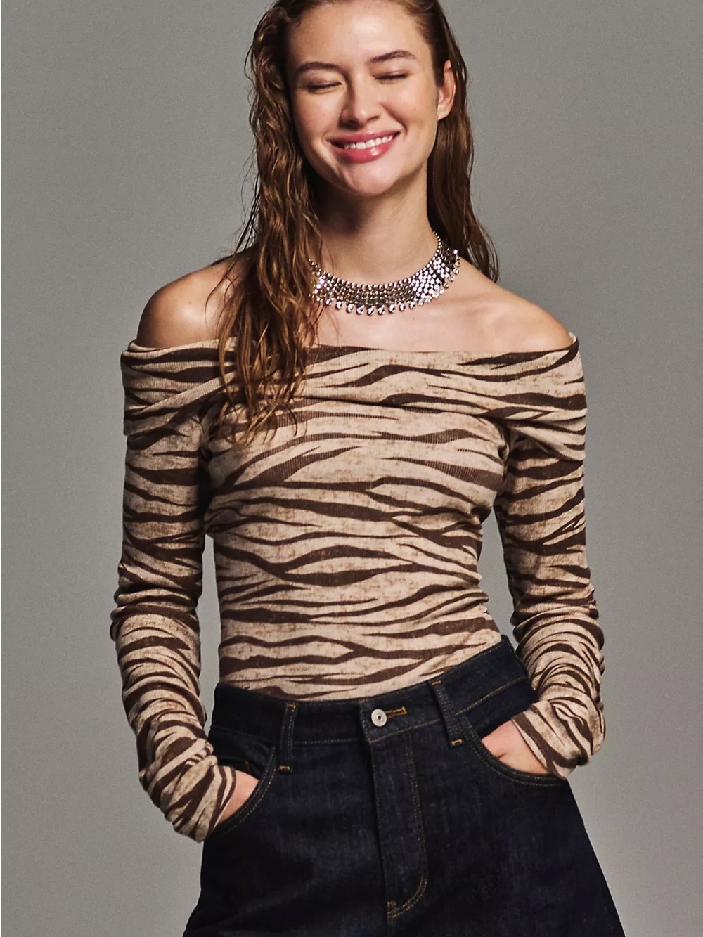 Pilcro Off-The-Shoulder Long-Sleeve Top
Medium